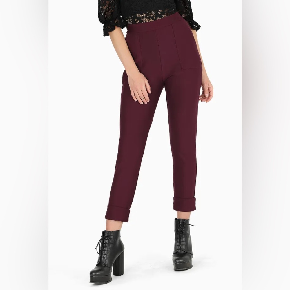 Size L Blackmilk maroon cuffed pants